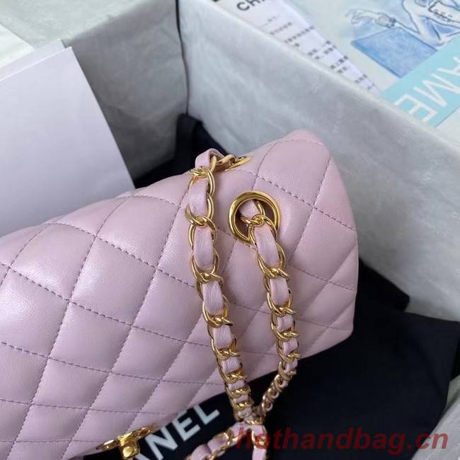 chanel classic handbag Lambskin & gold Metal A01112 pink