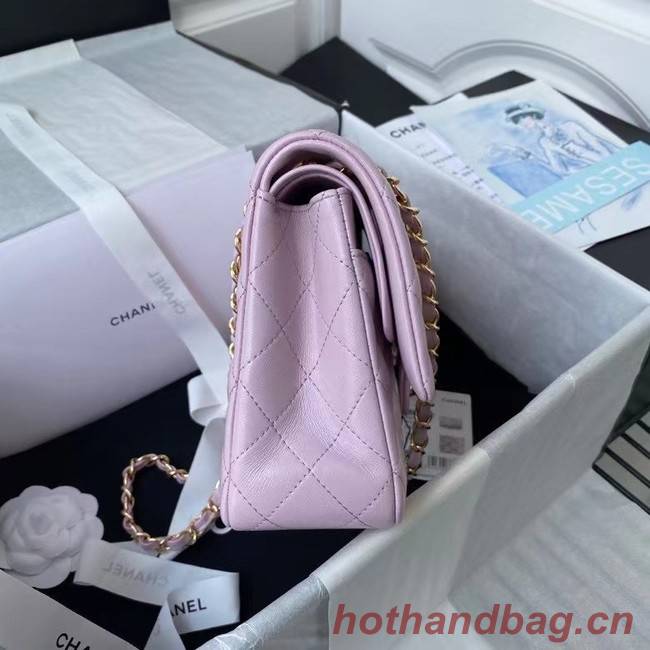 chanel classic handbag Lambskin & gold Metal A01112 pink