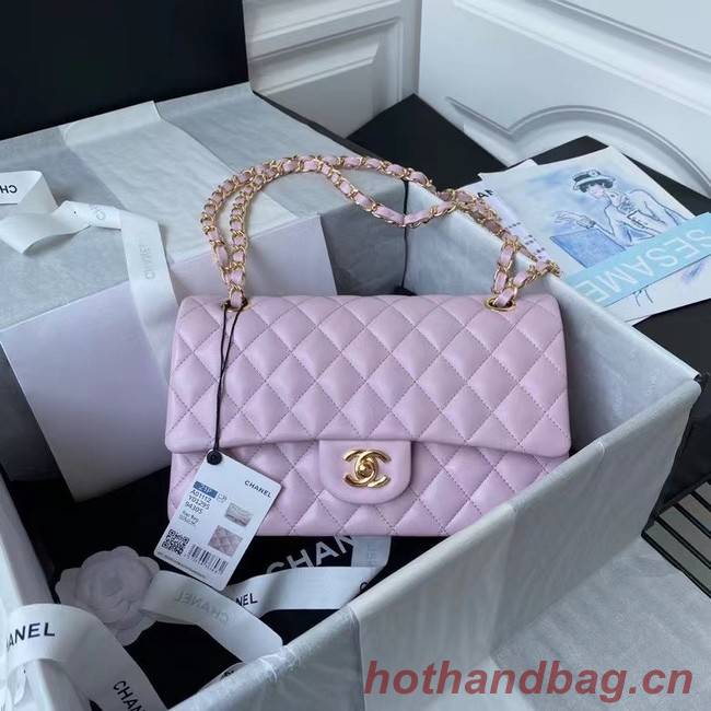 chanel classic handbag Lambskin & gold Metal A01112 pink