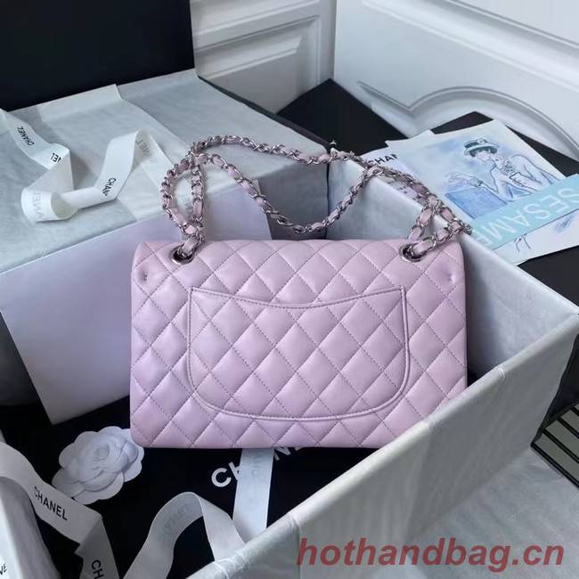 chanel classic handbag Lambskin & silver Metal A01112 pink