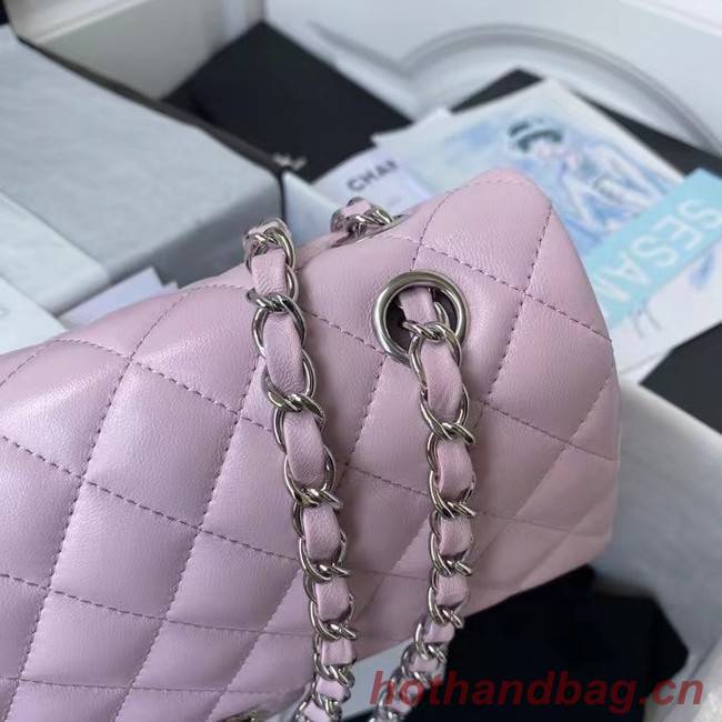 chanel classic handbag Lambskin & silver Metal A01112 pink