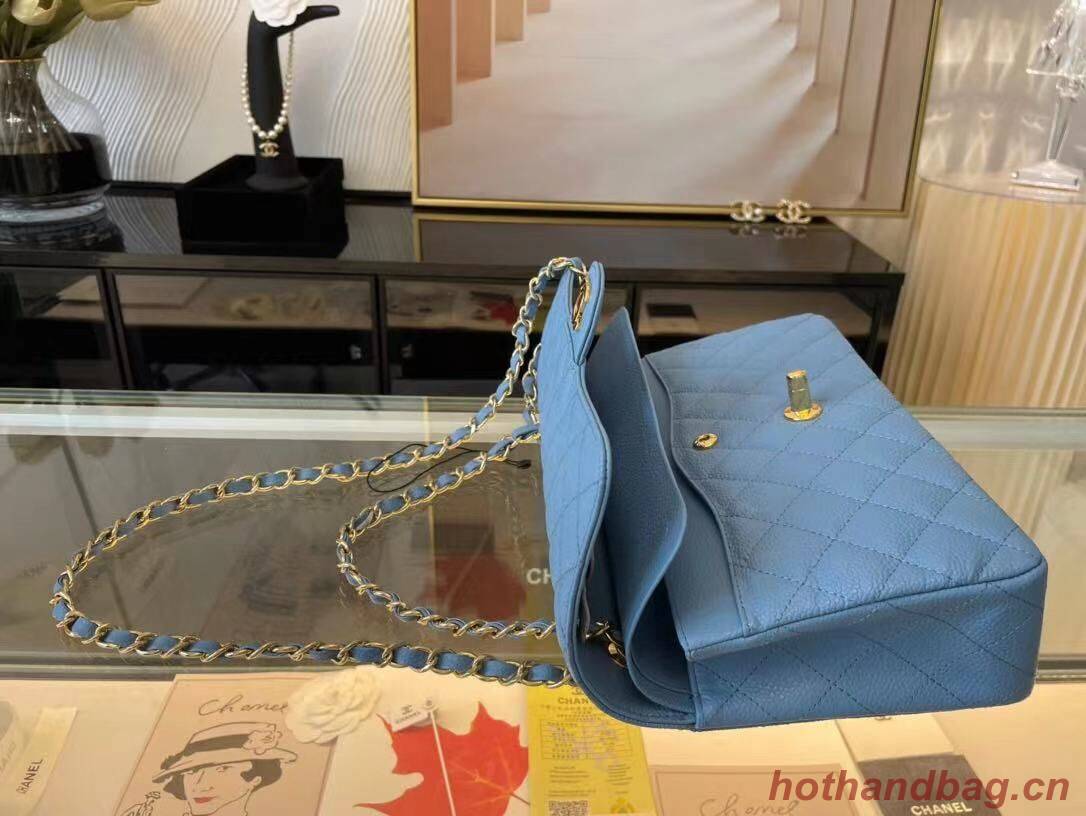 Chanel Classic Handbag Caviar Leather & Gold Metal A01112 Blue