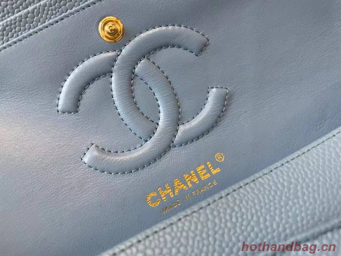 Chanel Classic Handbag Caviar Leather & Gold Metal A01112 Blue