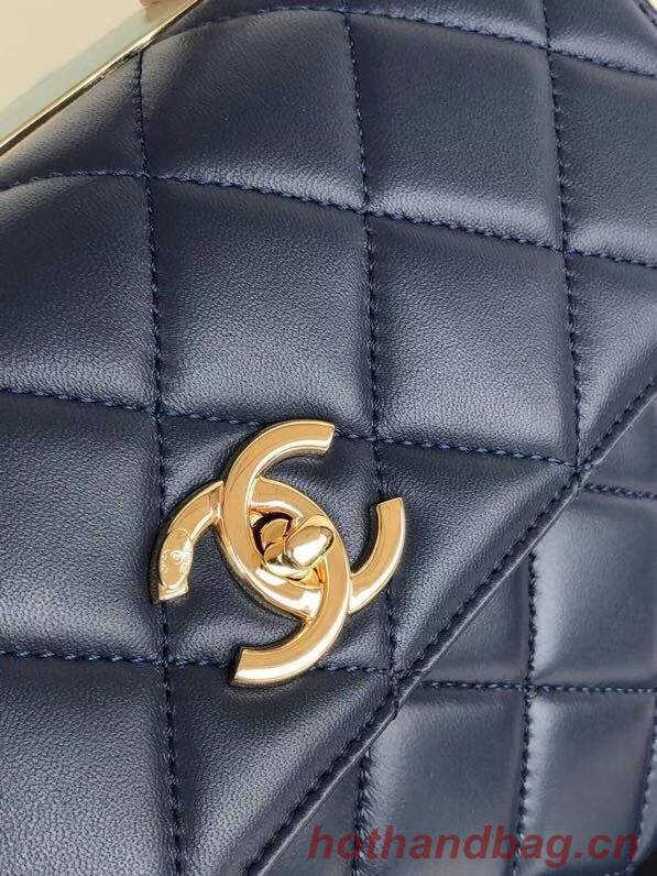 Chanel original lambskin top handle flap bag AS92236 royal blue&Gold-Tone Metal