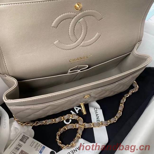 chanel classic handbag Lambskin & gold Metal A01112 grey