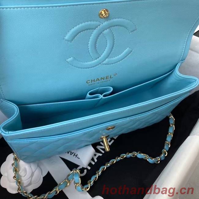 chanel classic handbag Lambskin & gold Metal A01112 light blue