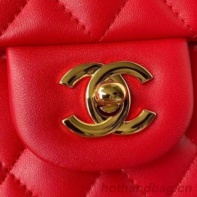 chanel classic handbag Lambskin & gold Metal A01112 red