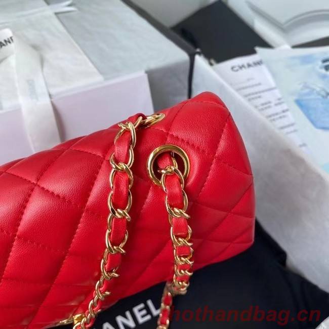 chanel classic handbag Lambskin & gold Metal A01112 red