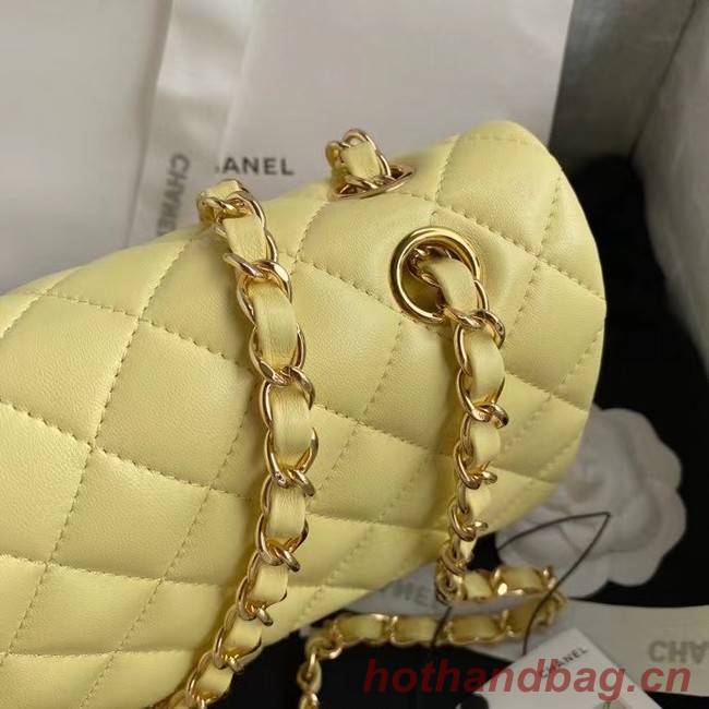 chanel classic handbag Lambskin & gold Metal A01112 yellow