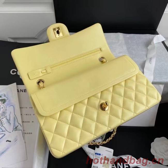 chanel classic handbag Lambskin & gold Metal A01112 yellow