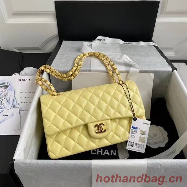 chanel classic handbag Lambskin & gold Metal A01112 yellow