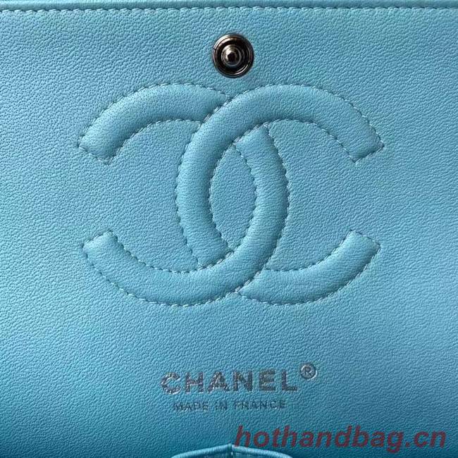 chanel classic handbag Lambskin & silver Metal A01112 light blue