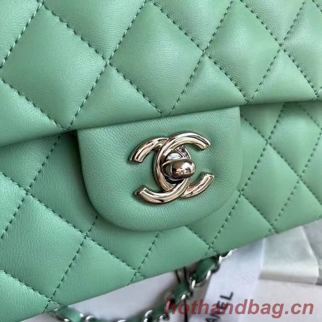 chanel classic handbag Lambskin & silver Metal A01112 light green