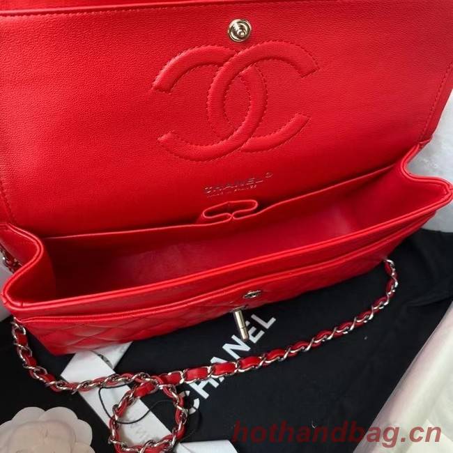 chanel classic handbag Lambskin & silver Metal A01112 red