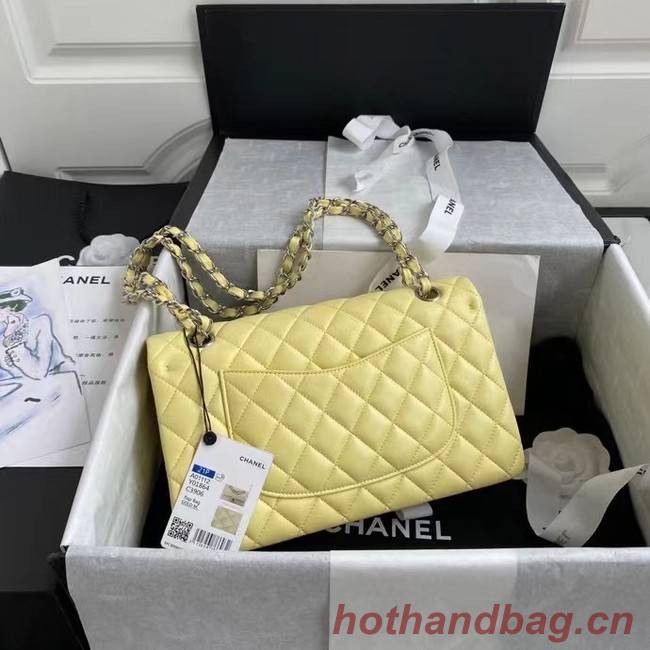 chanel classic handbag Lambskin & silver Metal A01112 yellow