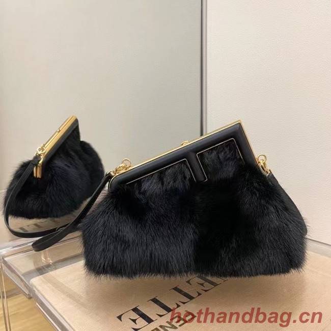 FENDI FIRST SMALL black mink bag 8BP129A