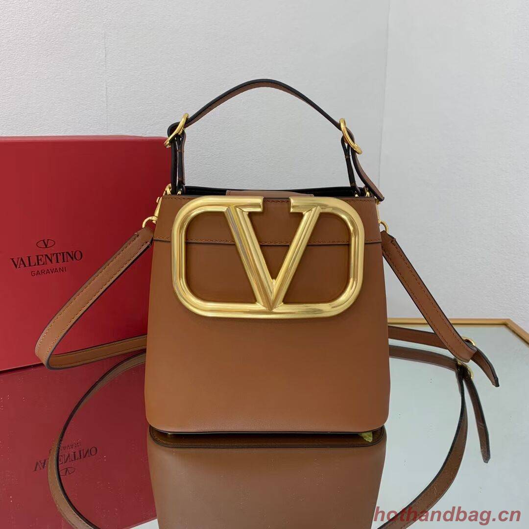 VALENTINO calf leather handbag V0754 brown