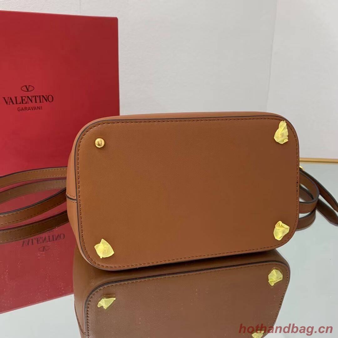 VALENTINO calf leather handbag V0754 brown