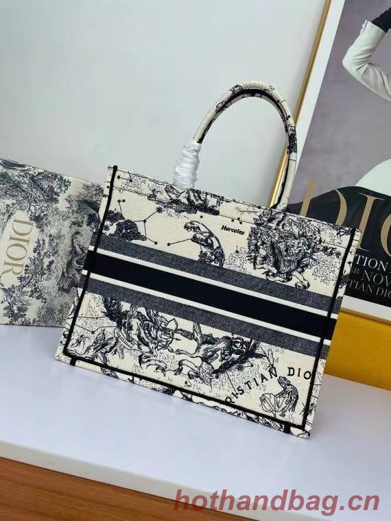 DIOR BOOK TOTE Latte Multicolor Dior Zodiac Embroidery M1297ZR