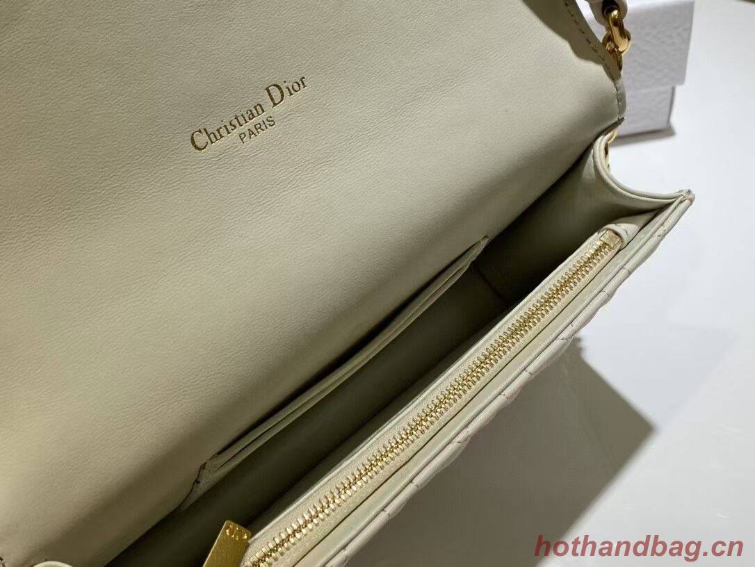 DIOR CARO BELT POUCH WITH CHAIN Latte Supple Cannage Calfskin S5091UW