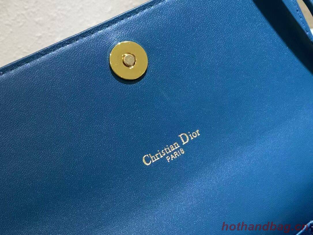 DIOR CARO BELT POUCH WITH CHAIN Supple Cannage Calfskin S5091UW BLUE