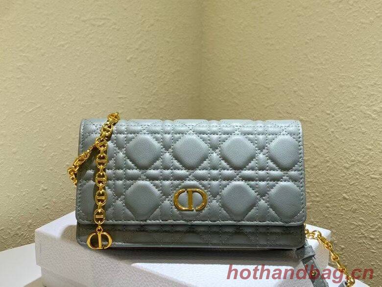 DIOR CARO BELT POUCH WITH CHAIN Supple Cannage Calfskin S5091UW GREY