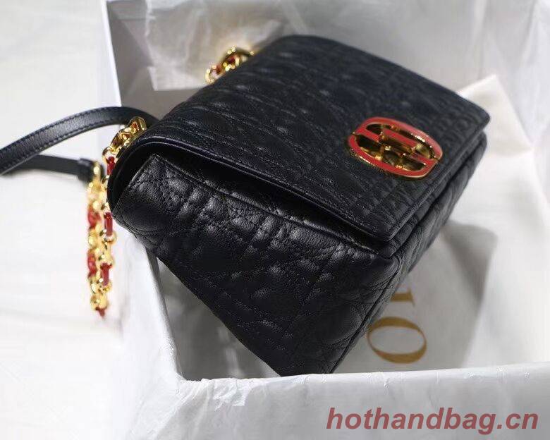 MEDIUM DIORAMOUR DIOR CARO BAG Cannage Calfskin with Heart Motif M9242WNG BLACK