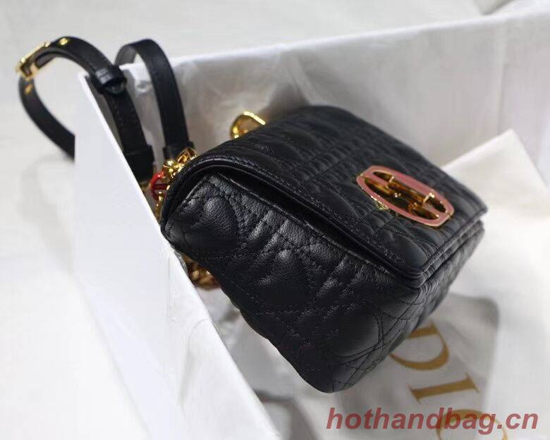 SMALL DIORAMOUR DIOR CARO BAG Cannage Calfskin with Heart Motif M9241WN BLACK