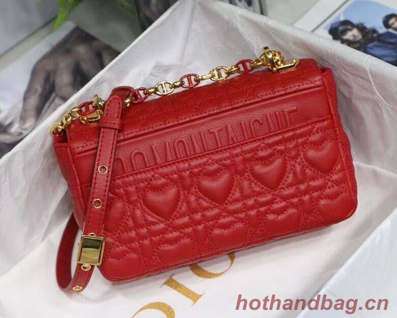 SMALL DIORAMOUR DIOR CARO BAG Cannage Calfskin with Heart Motif M9241WN RED