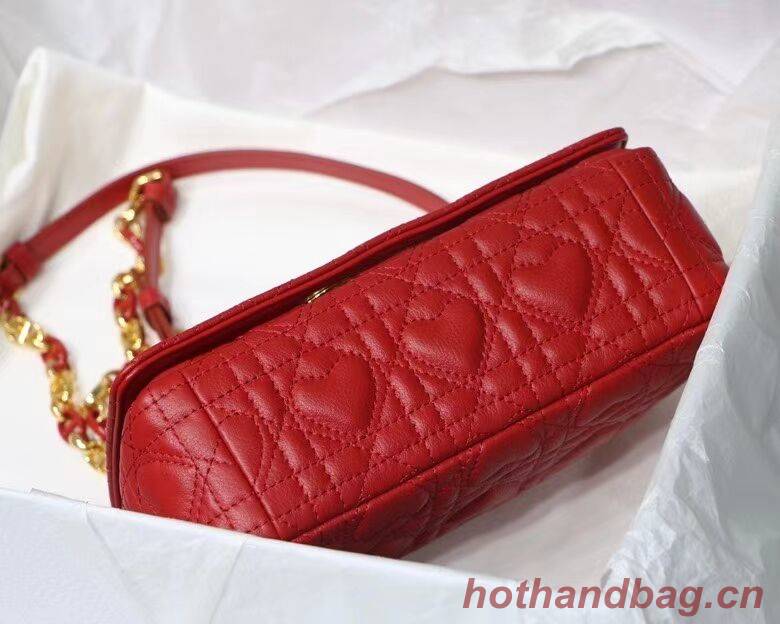 SMALL DIORAMOUR DIOR CARO BAG Cannage Calfskin with Heart Motif M9241WN RED