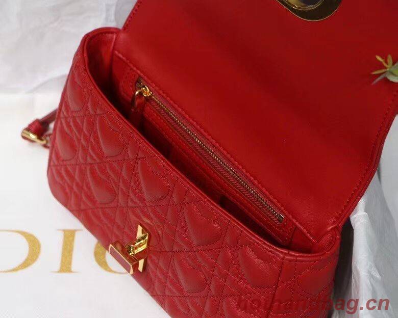 SMALL DIORAMOUR DIOR CARO BAG Cannage Calfskin with Heart Motif M9241WN RED