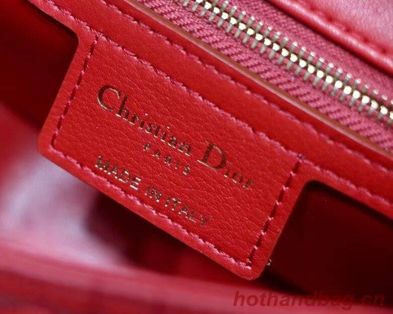 SMALL DIORAMOUR DIOR CARO BAG Cannage Calfskin with Heart Motif M9241WN RED