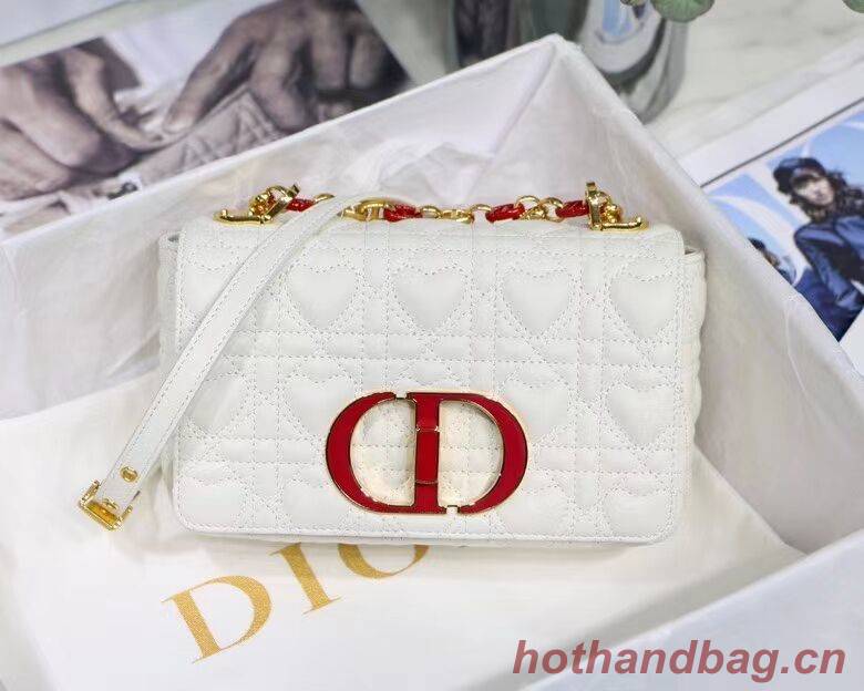 SMALL DIORAMOUR DIOR CARO BAG Latte Cannage Calfskin with Heart Motif M9241WN