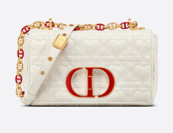 SMALL DIORAMOUR DIOR CARO BAG Latte Cannage Calfskin with Heart Motif M9241WN