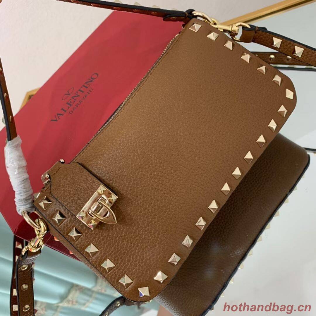 VALENTINO Origianl leather shoulder bag V4700 brown