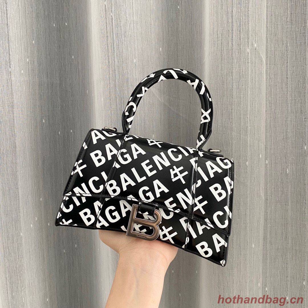 Balenciaga Hourglass XS Top Handle Bag 28332S Black & White