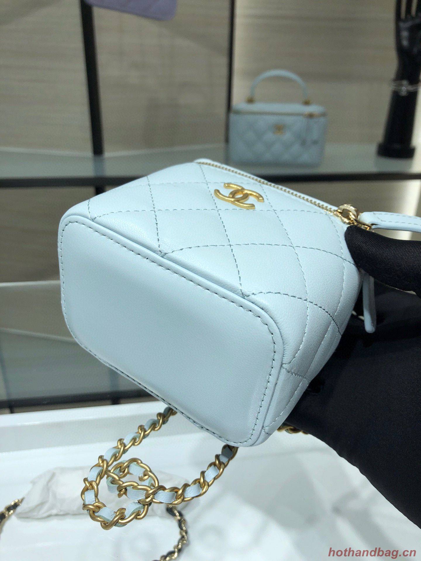 Chanel Original Small classic chain box handbag AP2198 Light Blue