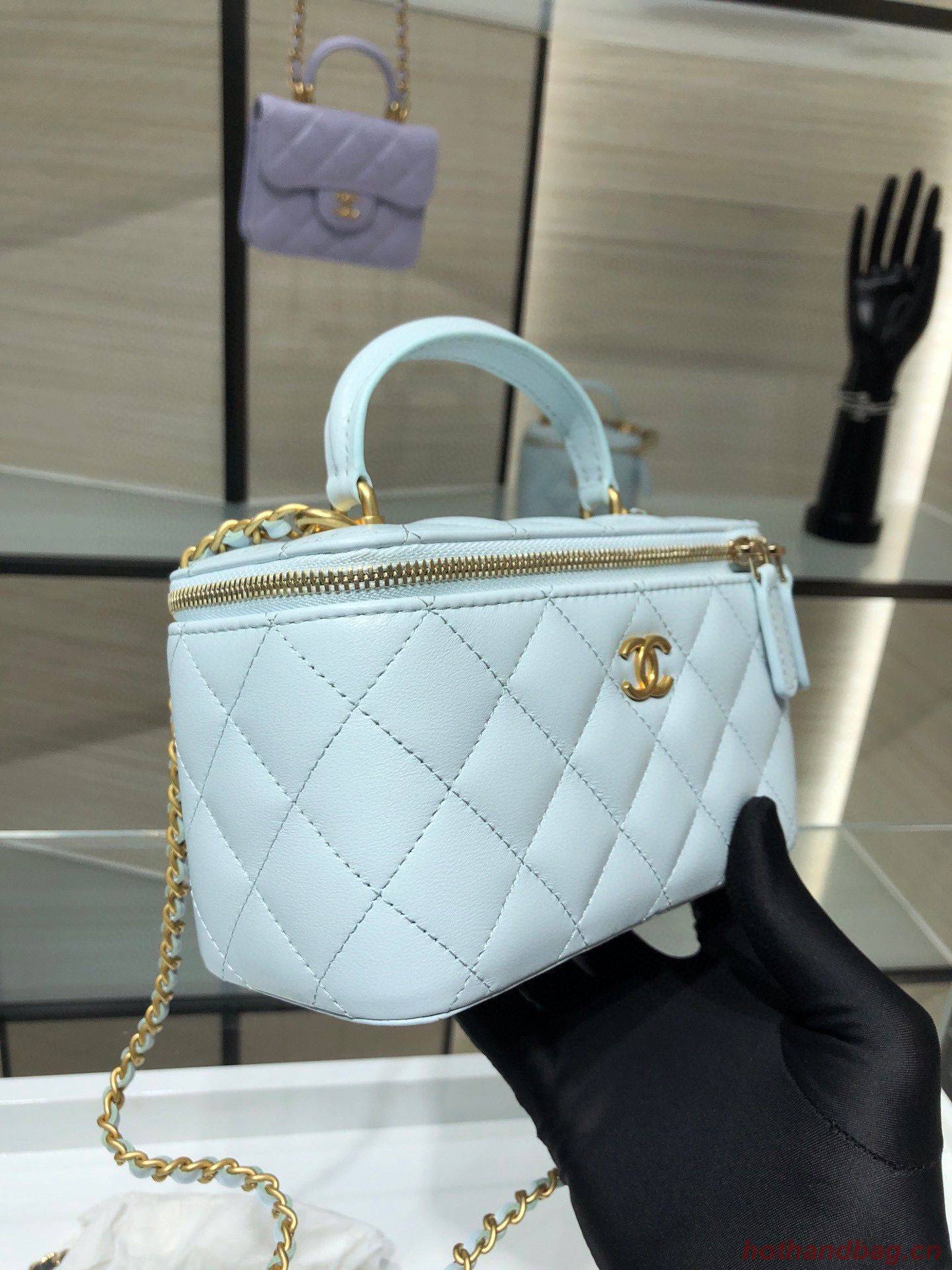 Chanel Original Small classic chain box handbag AP2199 Light Blue