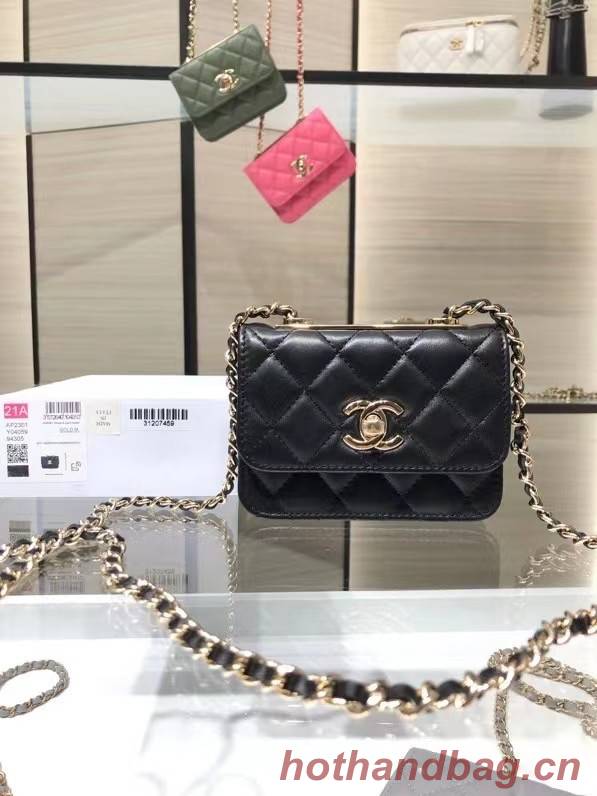 Chanel mini Flap Shoulder Bag Original leather AP2301 black