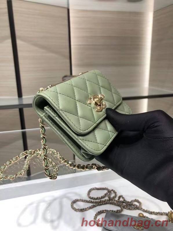 Chanel mini Flap Shoulder Bag Original leather AP2301 green