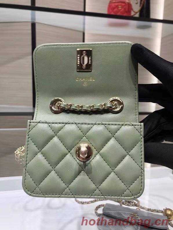 Chanel mini Flap Shoulder Bag Original leather AP2301 green