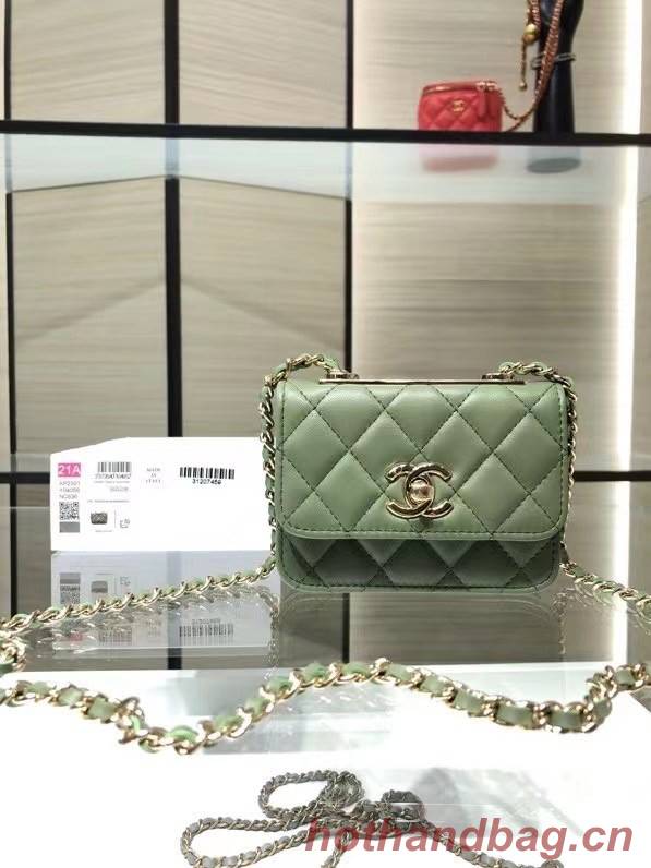 Chanel mini Flap Shoulder Bag Original leather AP2301 green