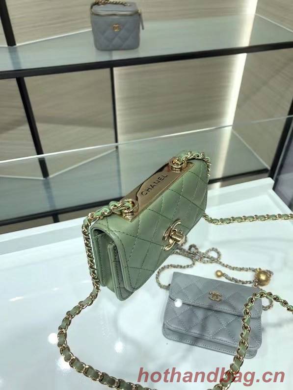 Chanel mini Flap Shoulder Bag Original leather AP2301 green