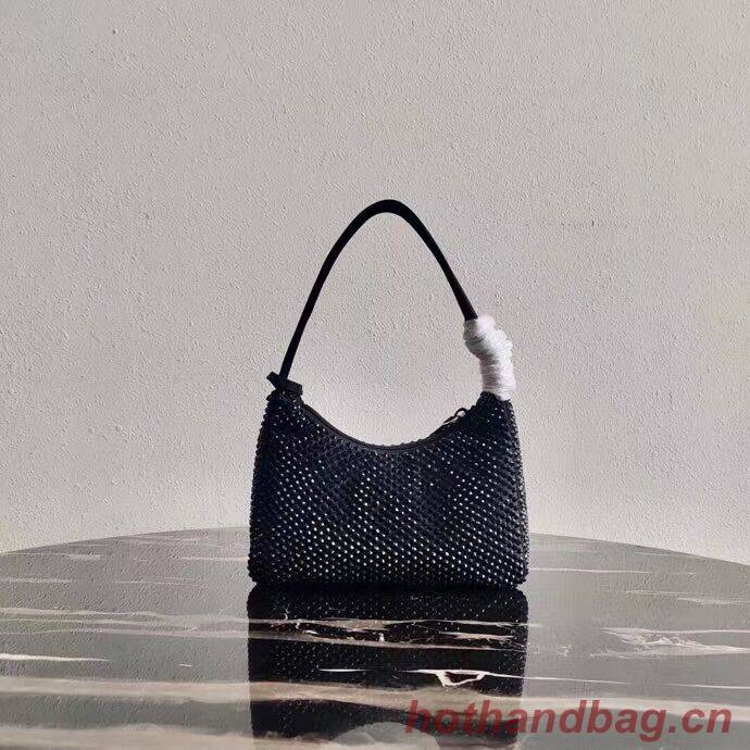 Prada Satin mini-bag with artificial crystals 1BE515 black