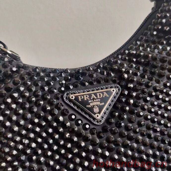 Prada Satin mini-bag with artificial crystals 1BE515 black