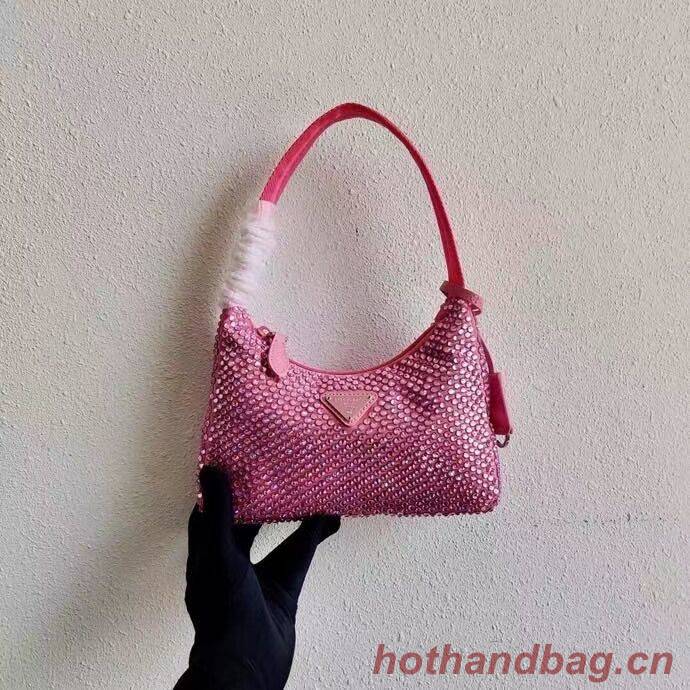 Prada Satin mini-bag with artificial crystals 1BE515Z pink