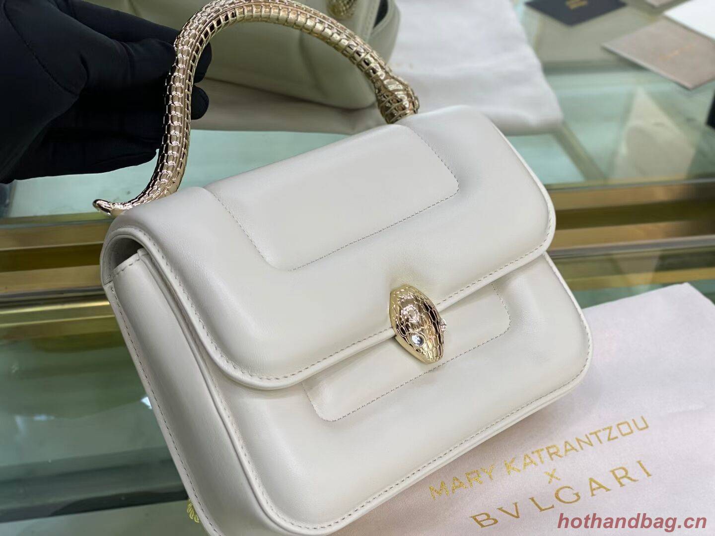 Bvlgari Serpenti Forever leather small crossbody bag B209107 white