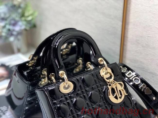 SMALL LADY DIOR BAG Black Patent Calfskin M0531 Black