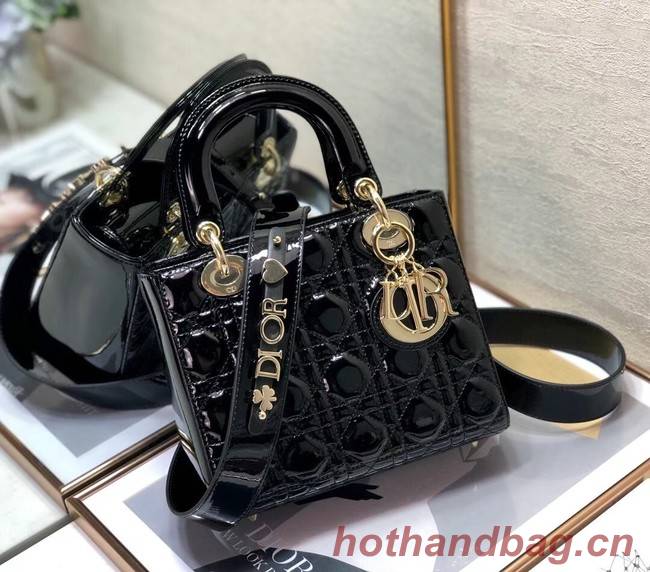 SMALL LADY DIOR BAG Black Patent Calfskin M0531 Black