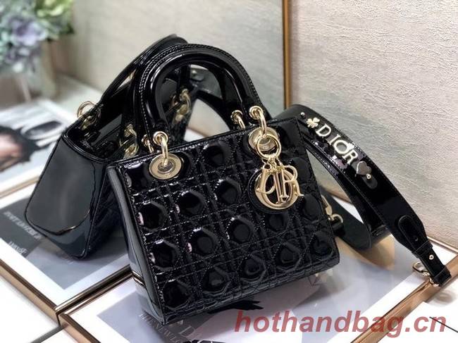 SMALL LADY DIOR BAG Black Patent Calfskin M0531 Black